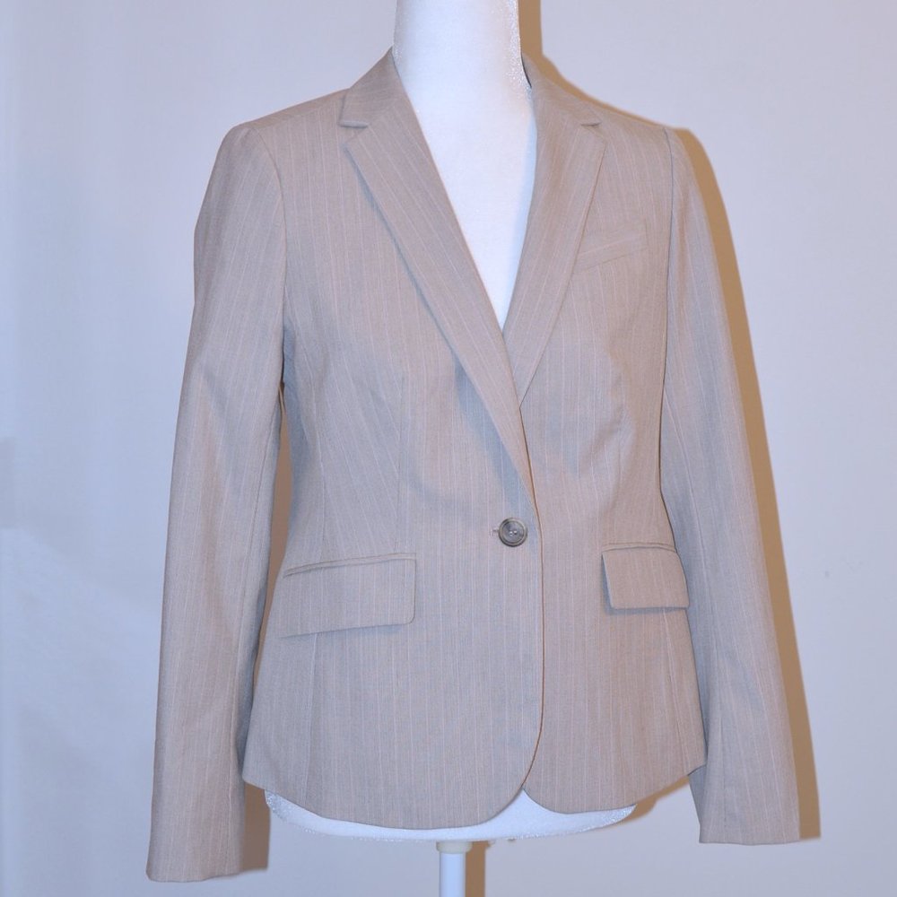 Talbots Tan and Pink Striped Blazer